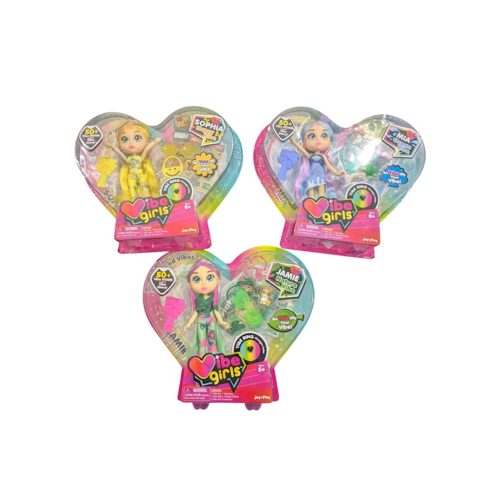 Vibe Girls Doll Lot 3 New Sophia Mia Jamie Jay at Play New Stickers Ring Diary